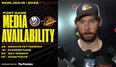 M.Pettersson, Kane, Sasson & Adam Foote Post-Game Media | Canucks vs. Islanders (Jan 19, 2026)