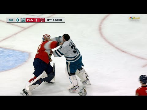 Alex Nedeljkovic, Sergei Bobrovsky engage in goalie fight during Sharks-Panthers | NBC Sports BA