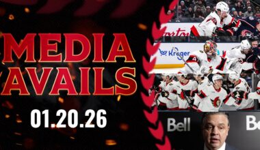 Tim Stützle, Thomas Chabot, James Reimer, Travis Green Postgame Media vs CBJ