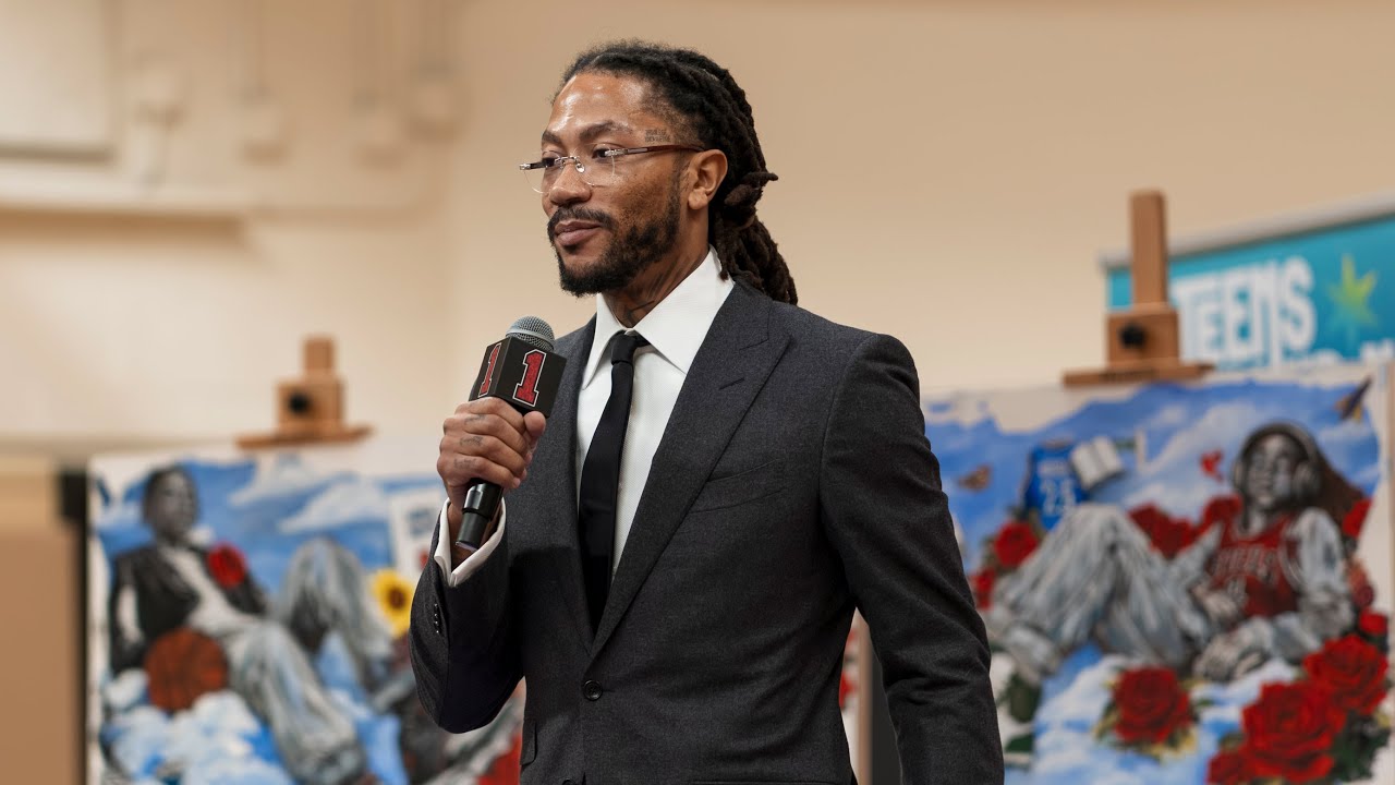 "I never thought I'd have a MURAL." Derrick Rose reacts to art at Chicago's After School Matters
