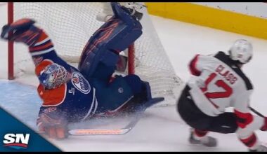 Oilers' Tristan Jarry Goes All-Out For Incredible Windmill Save vs. Devils