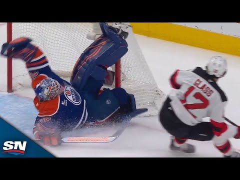 Oilers' Tristan Jarry Goes All-Out For Incredible Windmill Save vs. Devils