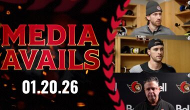 Jake Sanderson, Shane Pinto, Travis Green Pregame Media vs CBJ