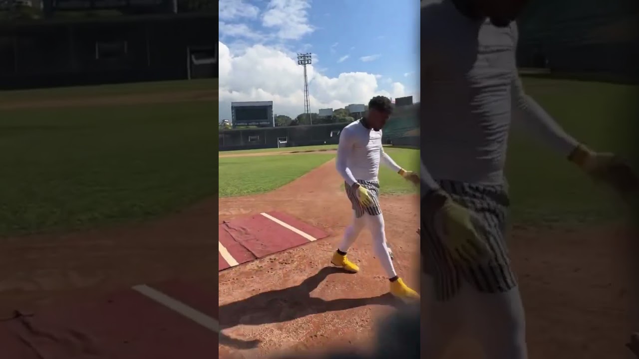 Ronald Acuña Jr. launched this baseball LEFT-HANDED 😳 (via ronaldacunajr13/IG)