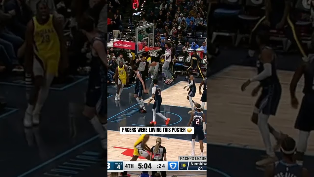 Nesmith drives and throws down the huge poster slam + the Pacers bench loves it 🤩
