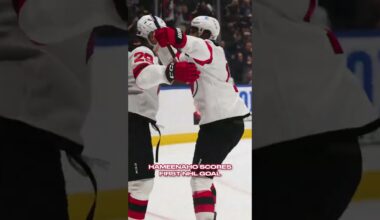 Perfect first NHL goal. 29/10. No notes. #lennihameenaho #njdevils #devilsvscanucks #NHL #hockey