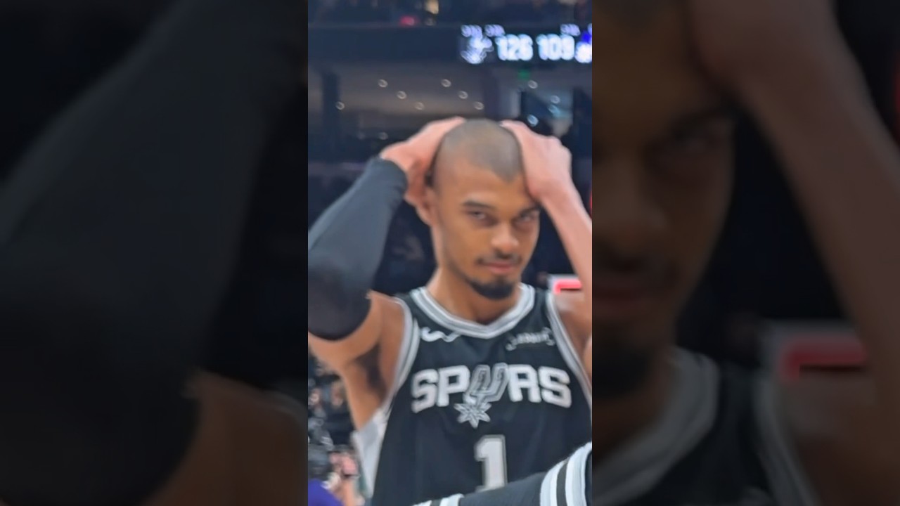 Vic still getting used to the new cut 🤣🧑‍🦲 #spurs #nba #wemby