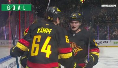 Linus Karlsson scores a goal against the New Jersey Devils