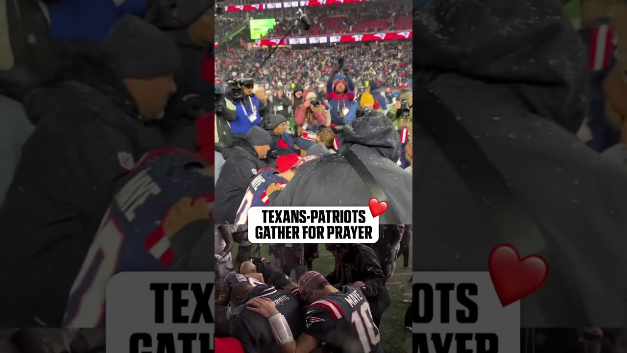 Players from Texans & Patriots gathered for a prayer following their playoff matchup 💯❤️