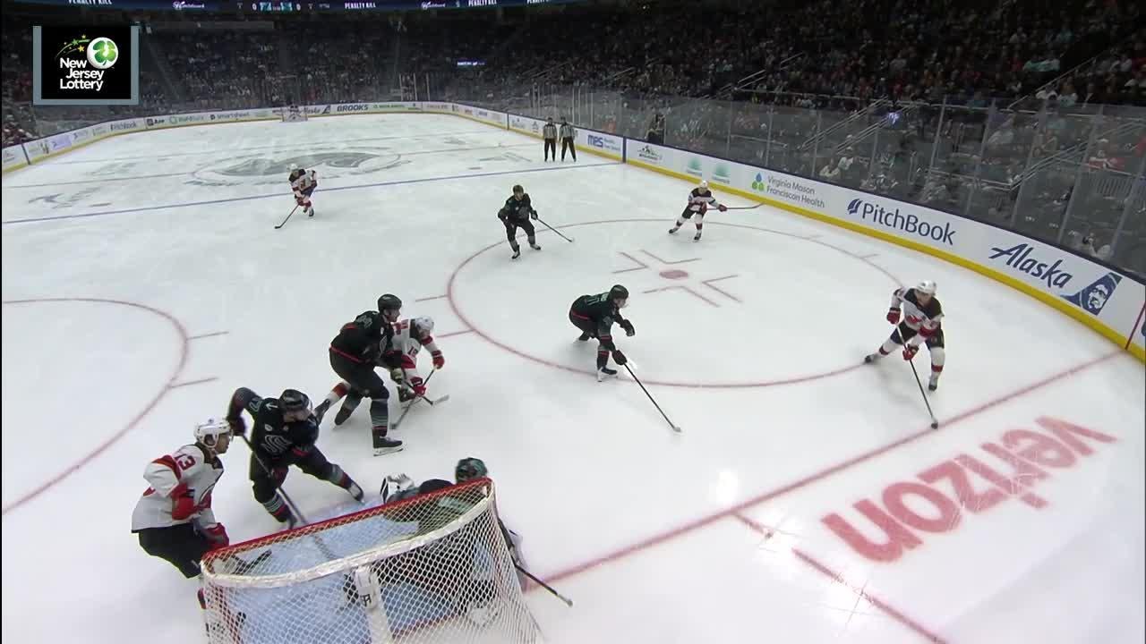 Dougie Hamilton scores a powerplay goal against the Seattle Kraken