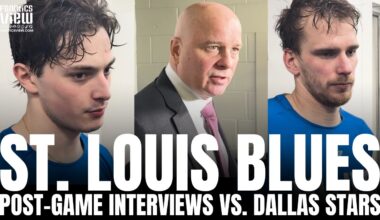 Pavel Buchnevich, Dalibor Dvorsky & Jim Montgomery Respond to St. Louis Blues Loss vs. Dallas