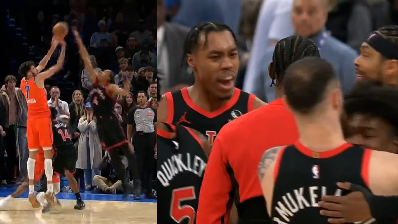 Scottie Barnes CLUTCH block on Chet Holmgren and rebound to win vs OKC - Final 1:24