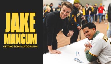 Autographs aren’t just for the fans, Jake Mangum jumped in too.