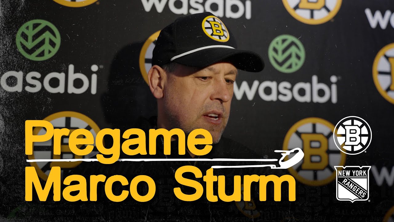 Marco Sturm speaks with media in New York ahead of matchup against the Rangers