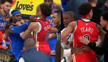 Lu Dort and Jeremiah Fears FIGHT at end of game and everyone gets involved 😳