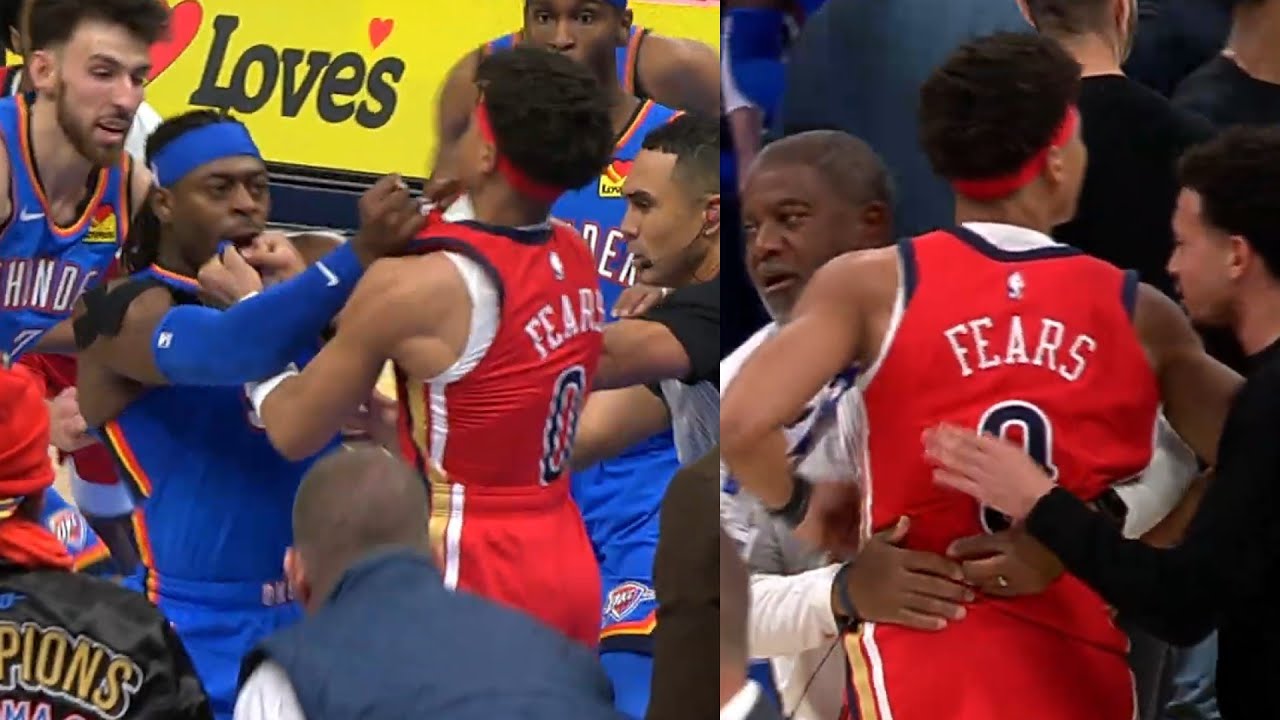 Lu Dort and Jeremiah Fears FIGHT at end of game and everyone gets involved 😳