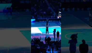 Hornets fan sinks a half court shot and then shows off his Dell Curry jersey!