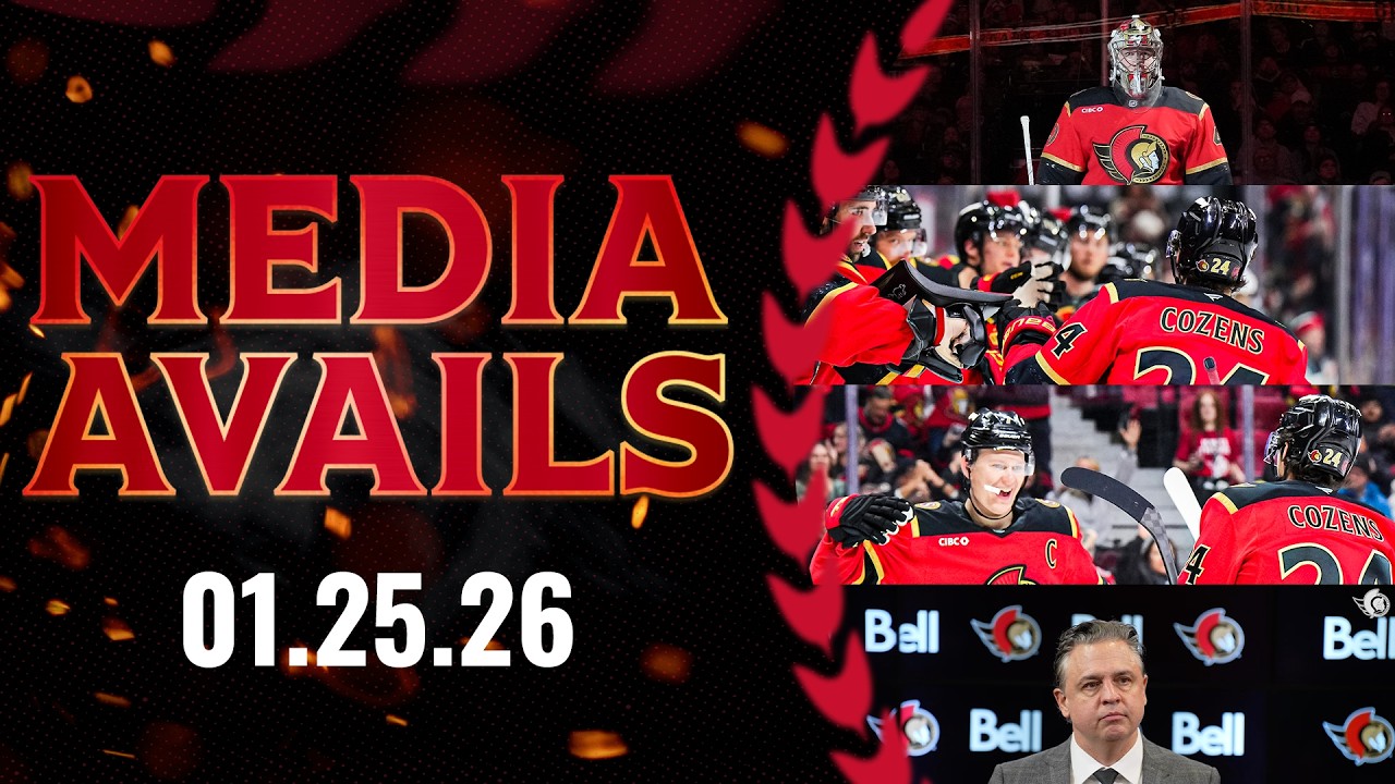 Mads Søgaard, Dylan Cozens, Brady Tkachuk, Travis Green Postgame Media vs VGK