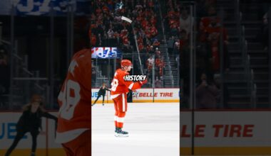 Patrick Kane on the mic as he makes history with his 1375th NHL point