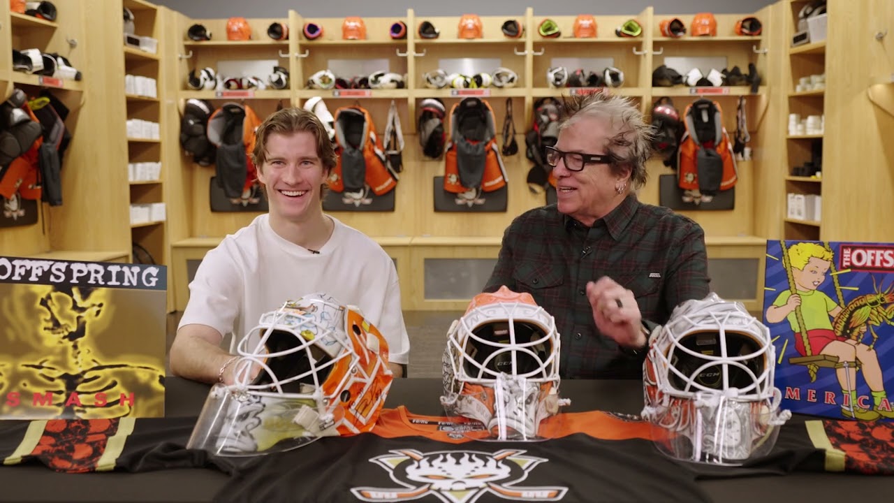Lukas Dostal and Noodles from The Offspring Design a Goalie Mask Together