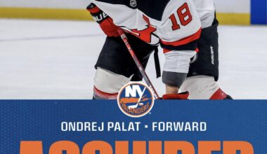 The New York Islanders have acquired Ondrej Palat, New Jersey Devils' own third round pick in 2026, and sixth round pick in 2027 in exchange for Maxim Tsyplakov.