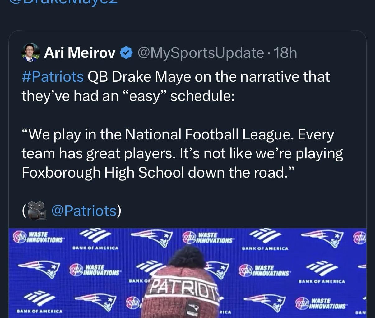 [Foxboro Warriors Football] We’re actually looking for a week 1 game next season if you’re interested @Patriots @DrakeMaye2