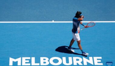 men's singles first round match at Australian Open tennis tournament-Xinhua