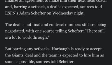 We knew it was never gonna be us. Harbaugh working to sign with Giants