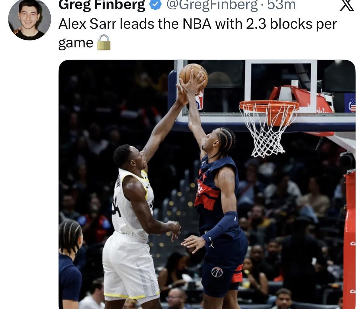 Alex Sarr leads NBA in Blocks 🔥🔥