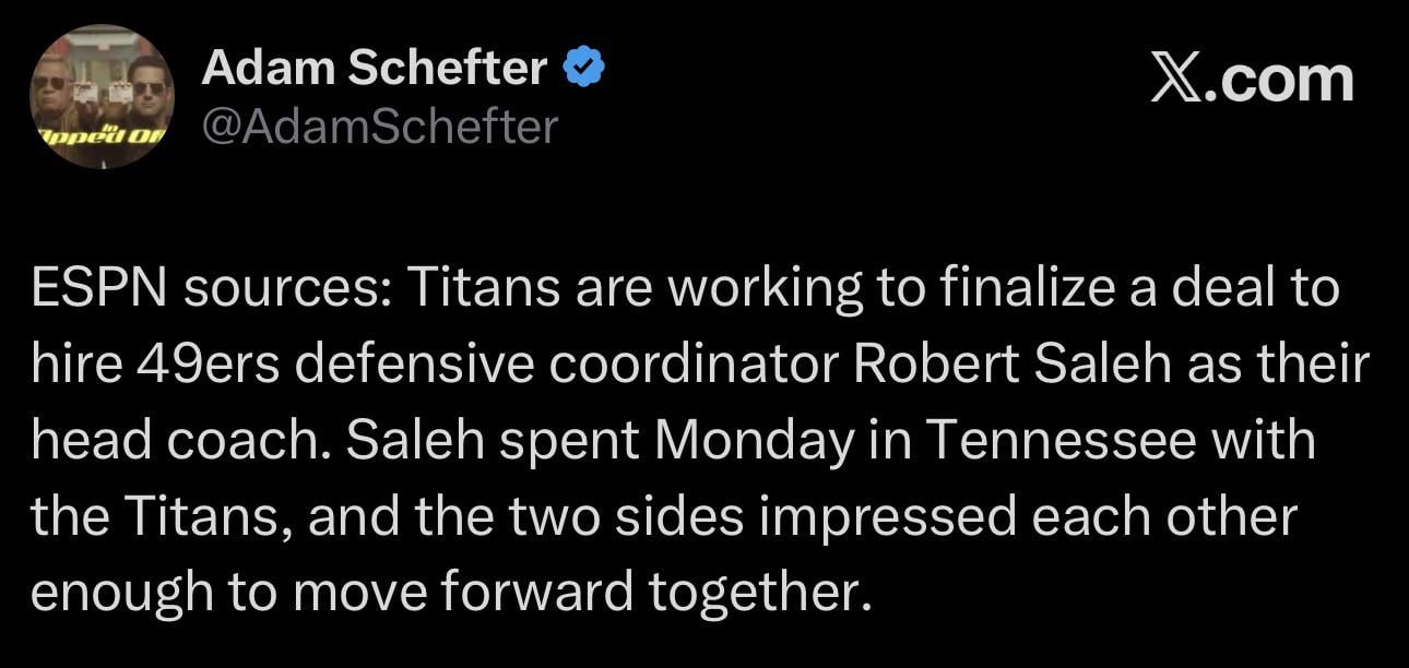 Titans to hire Robert Saleh