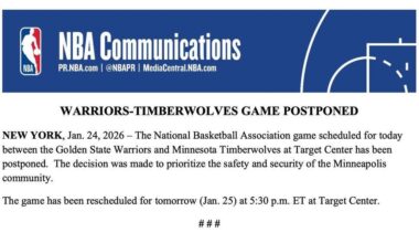 The NBA should cancel this afternoon’s Timberwolves v. Warriors game in Minneapolis