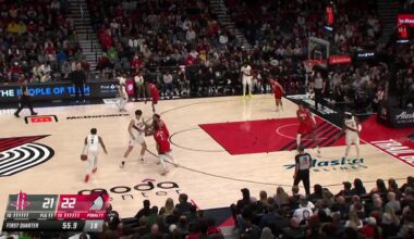 Yang plays good defense without fouling and then drills the triple