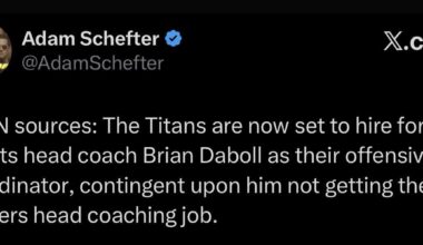 [Schefter] ESPN sources: The Titans are now set to hire former Giants head coach Brian Daboll as their offensive coordinator, contingent upon him not getting the Raiders head coaching job.