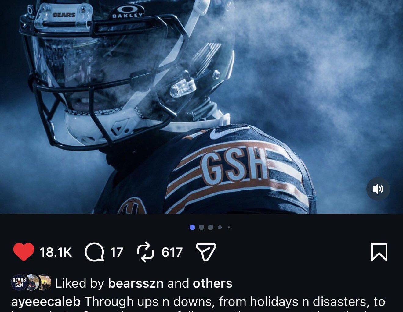 Caleb Williams latest post on IG: "Through ups n downs, from holidays n disasters, to love n hate. Sometimes you fall, sometimes you get knocked down. First, “GOOD”! Second, get up. Third, prepare. Lastly, go again on the road to glory." — ICE