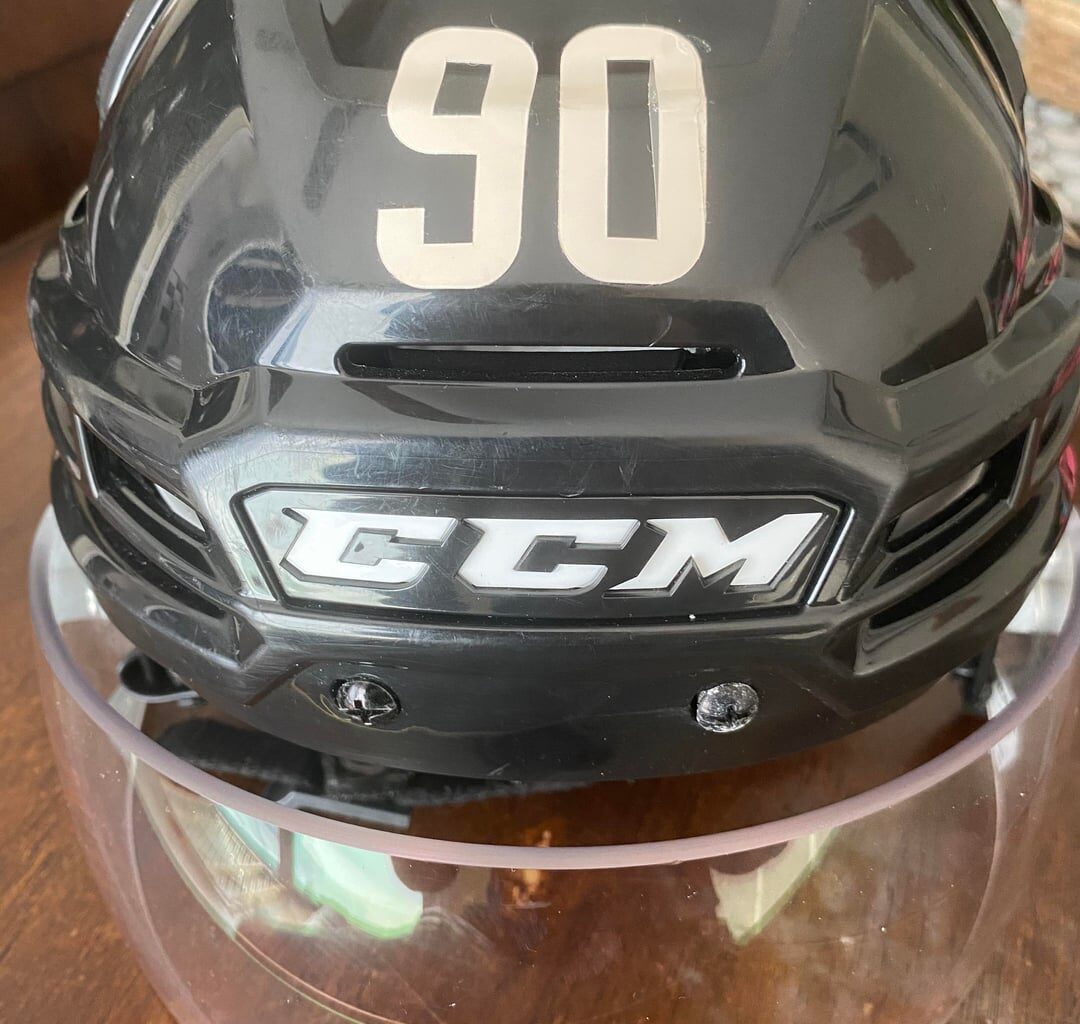 Game used JJ moser Coyotes helmet