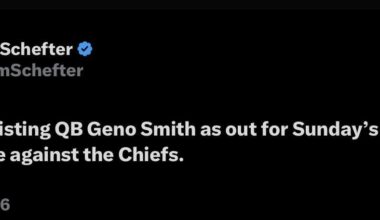 geno out Sunday - will never suit up in Silver & Black again.