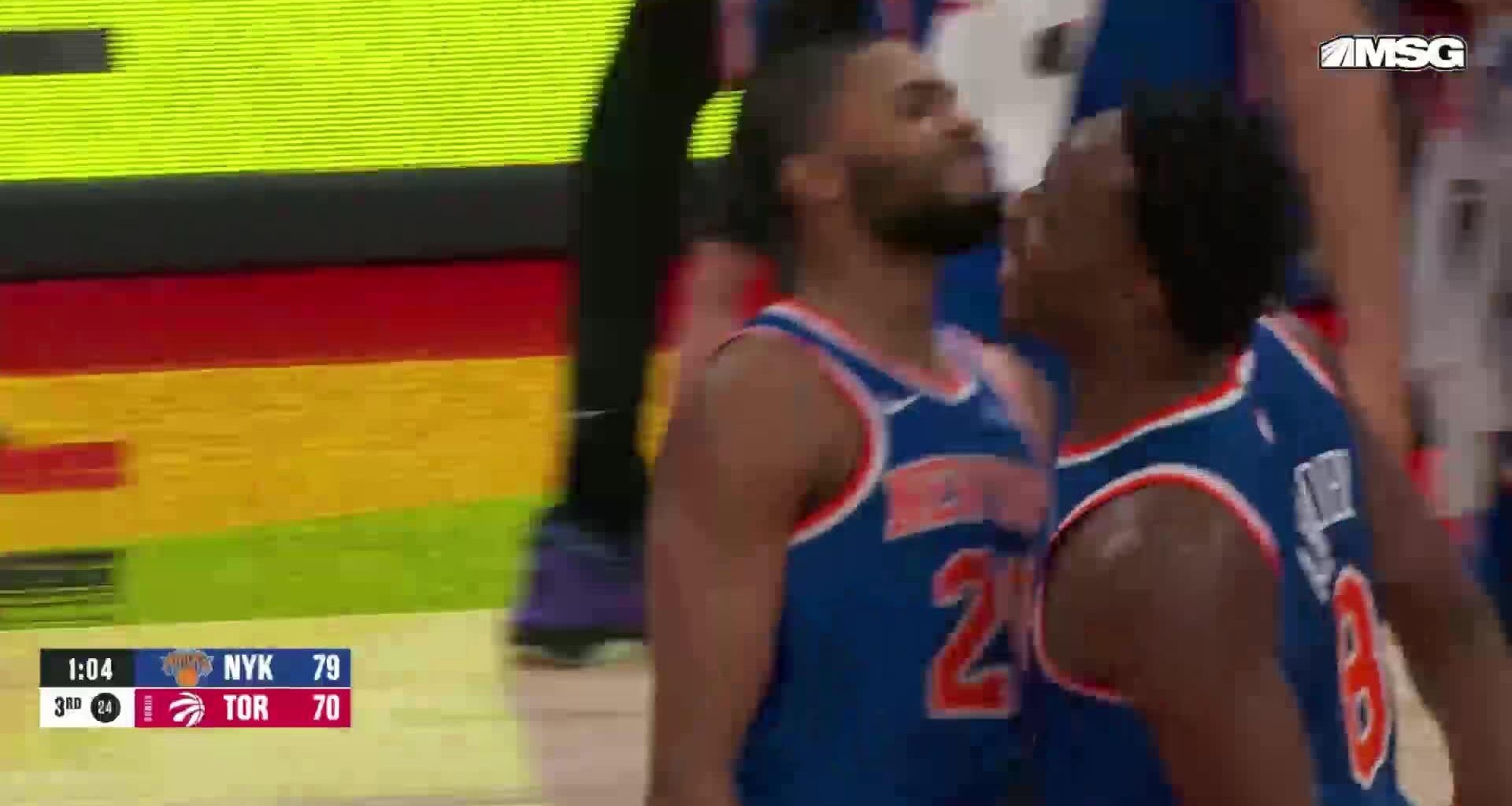 [Highlight] Mikal Bridges and OG Anunoby rip out Toronto's heart on both ends in the 3Q, capped off by one of the passes of the year from KAT. 2x champ Clyde Frazier applauds the effort: "Look at the teamwork, the love. This is how it all starts when you have aspirations of being a champion."