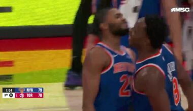 [Highlight] Mikal Bridges and OG Anunoby rip out Toronto's heart on both ends in the 3Q, capped off by one of the passes of the year from KAT. 2x champ Clyde Frazier applauds the effort: "Look at the teamwork, the love. This is how it all starts when you have aspirations of being a champion."