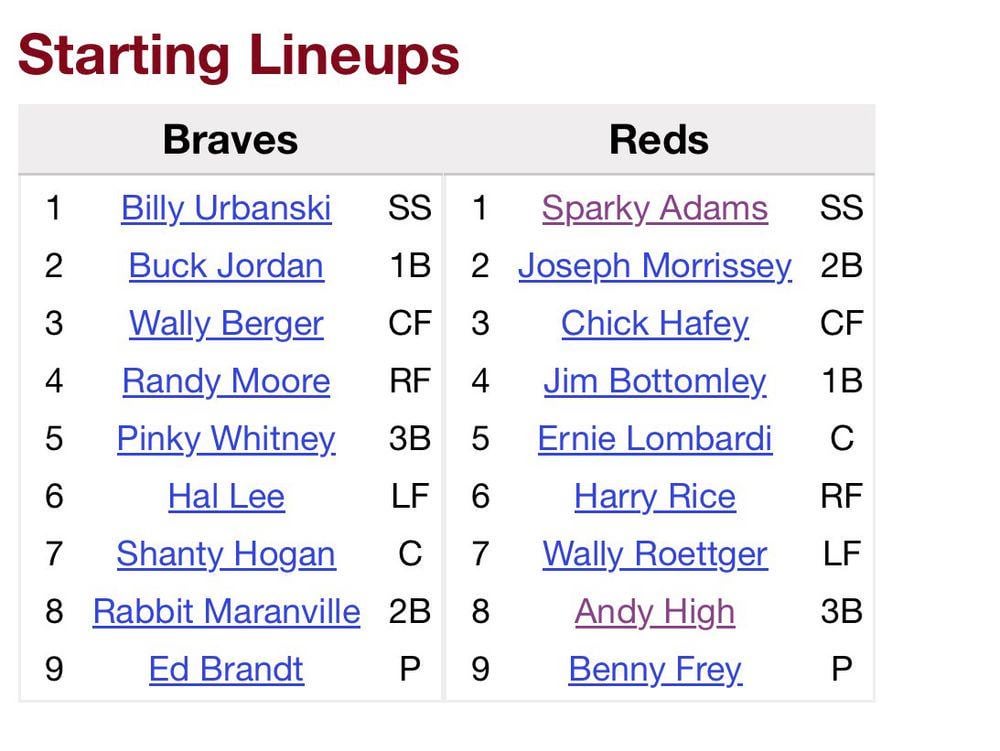 [Langs] If at some point the Brewers start Caleb Durbin at 3B + Jett Williams at SS in a MLB game, they would be the 1st team to start a 3B & SS both 5 ft 7 in or shorter in a game since:

7/8/1933 Reds
SS Sparky Adams, 5 ft 5 in
3B Andy High, 5 ft 6 in