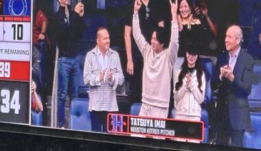 Tatsuya Imai at the Texans game today with Jim Crane and Scott Boras