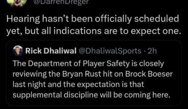 [Dreger] Hearing hasn't been officially scheduled yet, but all indications are to expect one (re: Bryan Rust on Boeser)