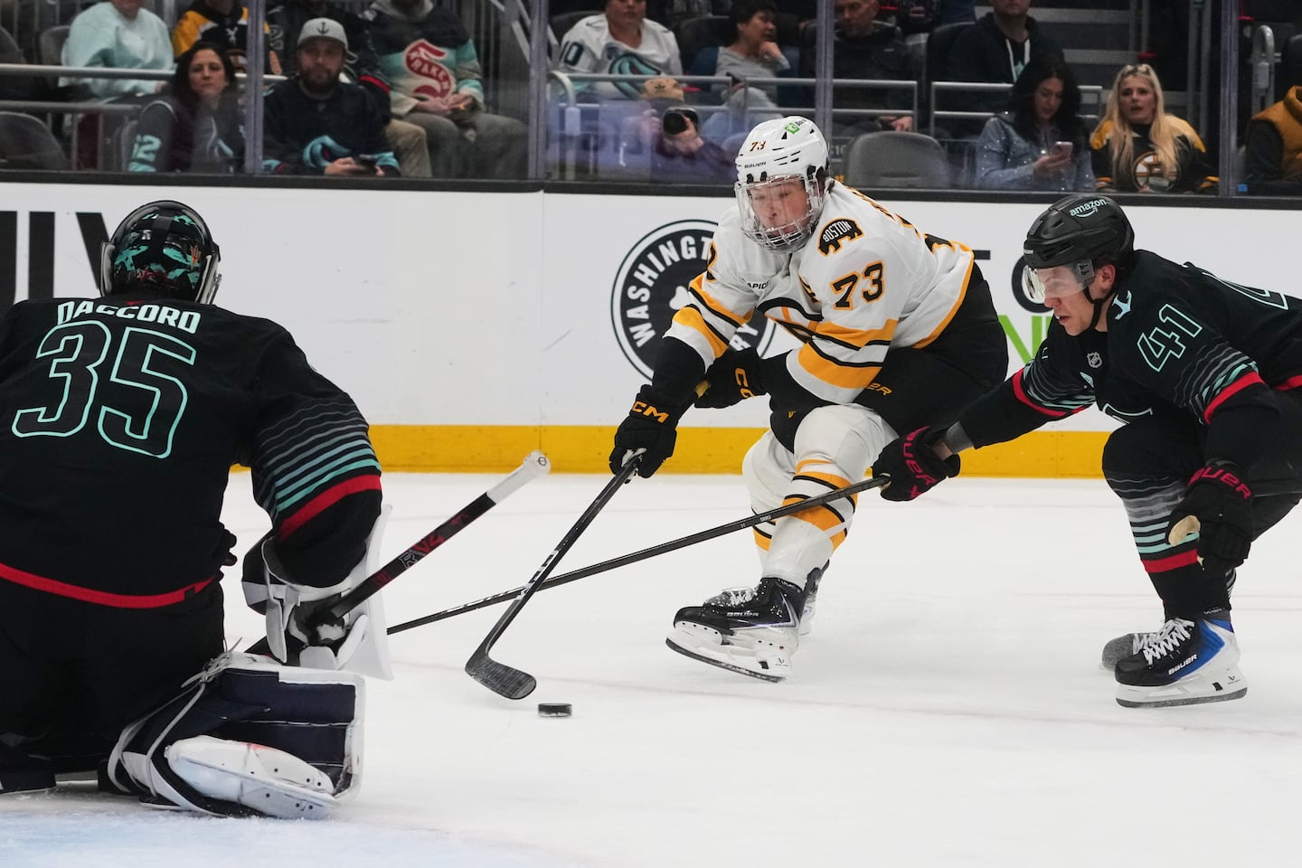 Charlie McAvoy finished the game with seven shot attempts.