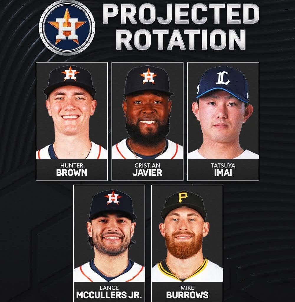 Astros projected rotation according to Fangraphs, Spencer Arrighetti hopefully will be back in the Spring