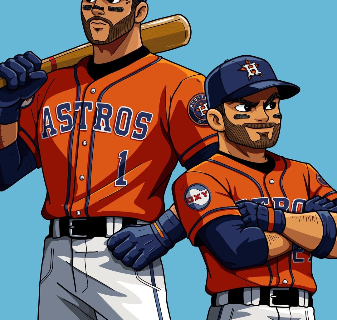I decided to experiment with a different art style, so here are Correa and Altuve as cartoons!