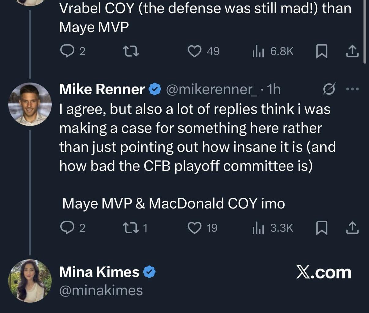 [Mina Kimes] ESPN Mina Kimes voted Drake Maye for MVP