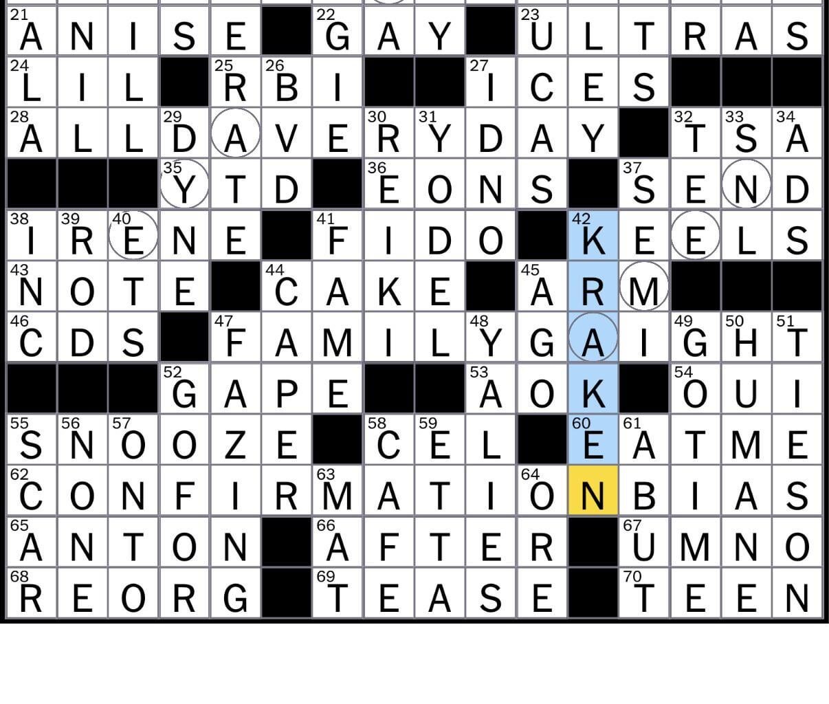 NYT crossword 1/15/26 (spoiler)