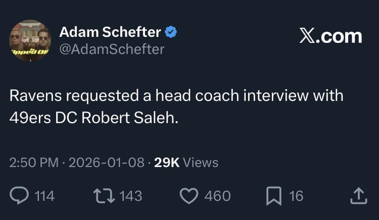The Ravens have requested to interview Robert Saleh for their head coach position