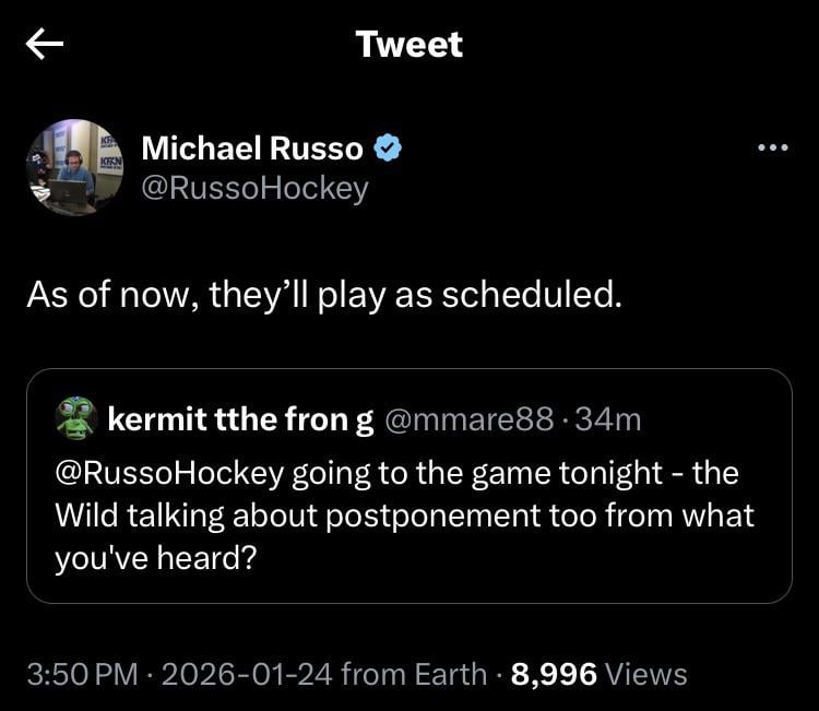 [Russo] As of now, they’ll play as scheduled.