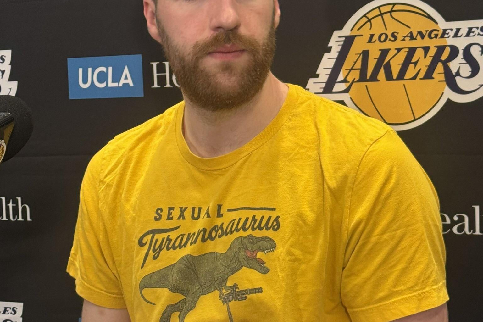 Drew Timme's postgame shirt of choice: Sexual Tyrannosaurus