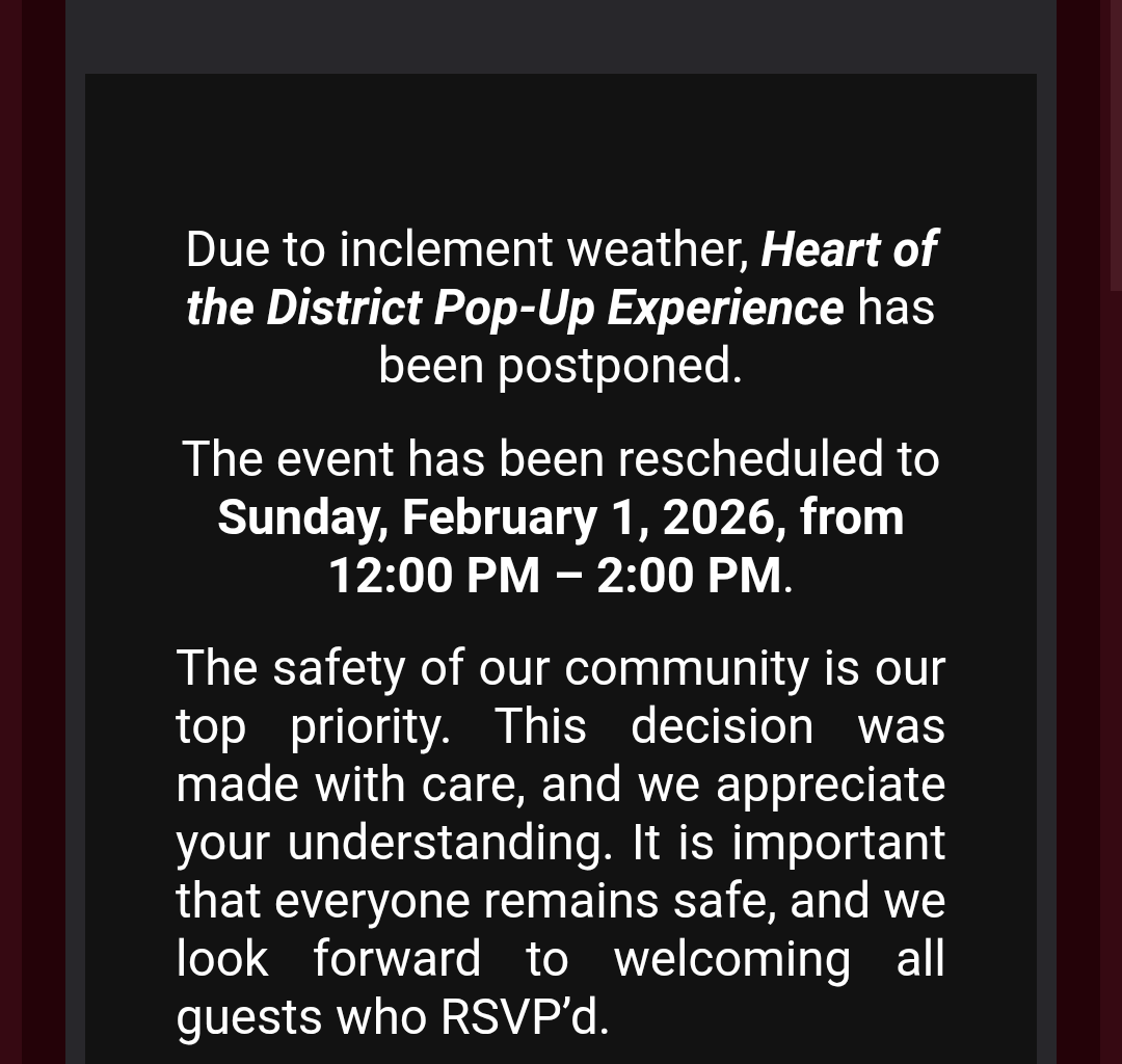 John Wall event on Monday has been postponed due to weather